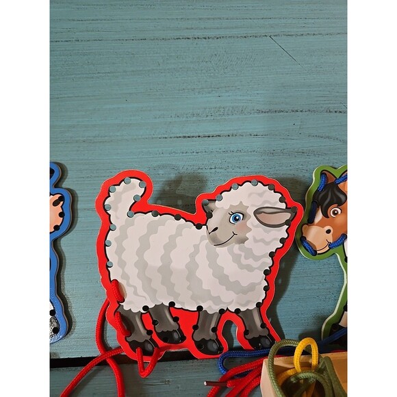 Melissa & Doug Lace and Trace Farm Animals Educational Toy Wooden Toddler - Picture 4 of 13